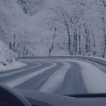 Driving down icy road