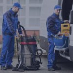 Cleaning company loading vehicle